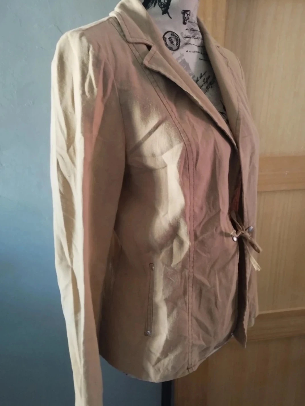 Veste marrom claro, Richard patrick, viscose/linho, T42 – photo 3